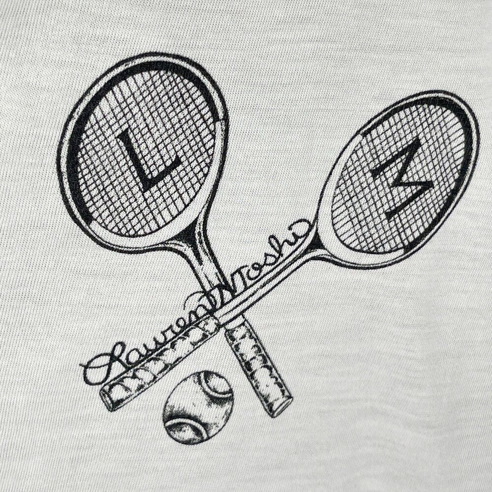 Lauren Moshi NEW Angel Oversized T-Shirt w/ Mini Tennis Rackets Size M/L White - Picture 4 of 11